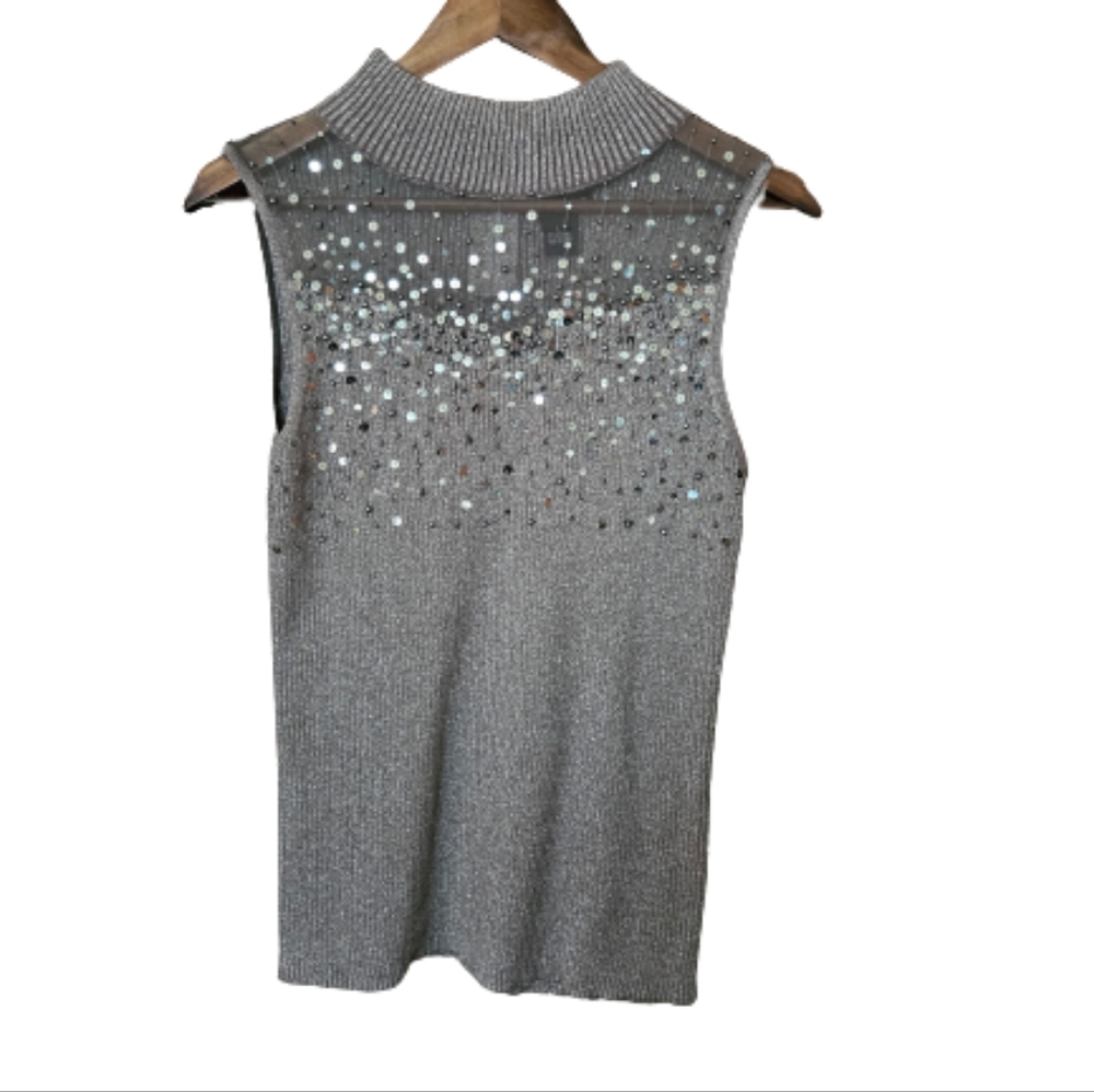 NWOT Lauren Michelle Sequin Sleeveless Metallic Sweater